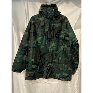 Ozark Trail Camouflage Jacket Coat Men’s Size Large Hooded Hunting Snap Pockets